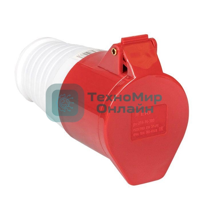Розетка кабельная 16А 380В 3P+РЕ IP44 (214) EKF ps-214-16-380