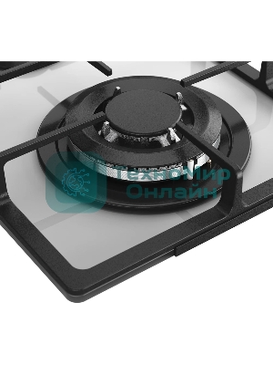 Газовая варочная панель Monsher MGG 33 Blanc, газ, High-Tech, 30 см, автоматический электроподжиг, газ-контроль, форсунки под сжиженый газ, SABAF конфорки, чугунные решетки, белый