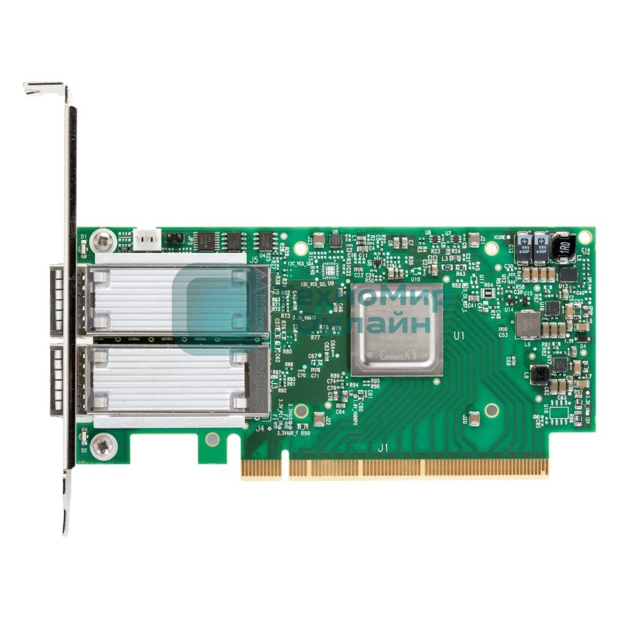 Плата сетевого контроллера MELLANOX ConnectX-5 VPI adapter card, EDR IB (100Gb/s) and 100GbE, dual-port QSFP28, PCIe3.0 x16, tall bracket, ROHS R6