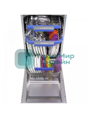 Встраиваемая посудомоечная машина Maunfeld MLP-08IMR, белый/черный, 44.5 см, 10 компл., 47 дБ, класс A++