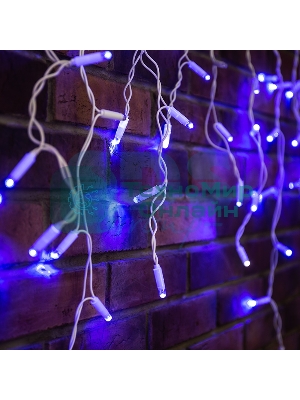 Гирлянда Neon-night Айсикл (бахрома) светодиодный, 2,4х0,6м, эффект мерцания, белый провод, 230 В, диоды синие, 88 LED