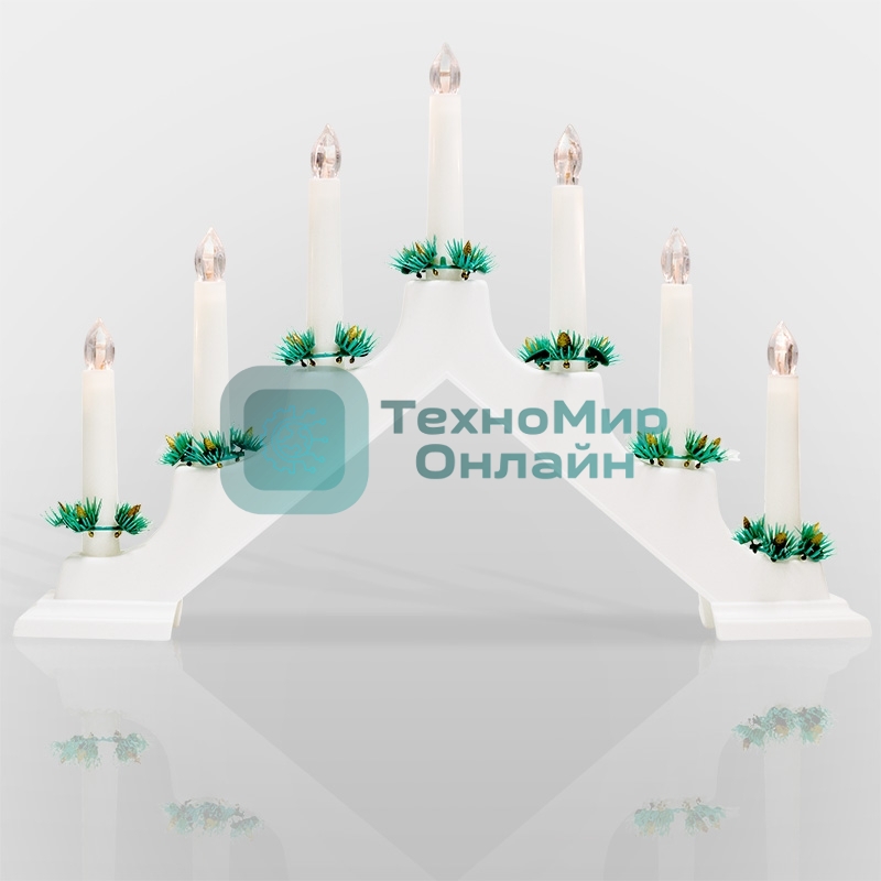 Новогодняя горка Neon-night 7 свечек, цвет корпуса: белый, цвет свечения: теплый белый