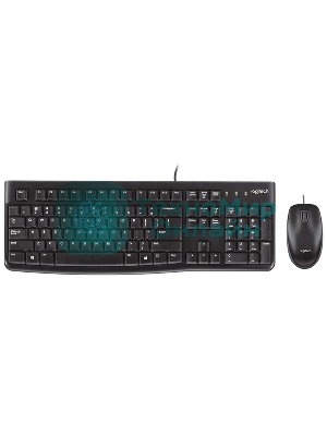 Комплект клавиатура+мышь Logitech MK120 проводной, USB, 1000 DPI, чёрный (неоригинальная гравировка)