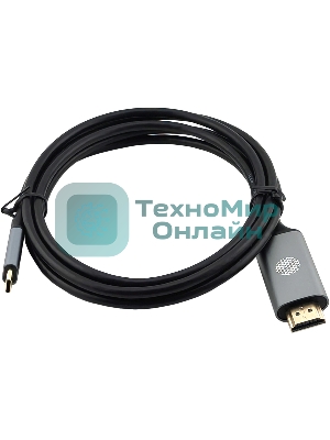 Кабель аудио-видео Cactus CS-USBC-HDMI-2-2 USB Type-C (m)/HDMI (m) 2м. позолоч.конт. черный
