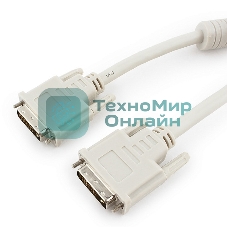 Кабель DVI-D dual link Gembird/Cablexpert CC-DVI2-6C, 25M/25M, 1.8м, экран, феррит.кольца, пакет