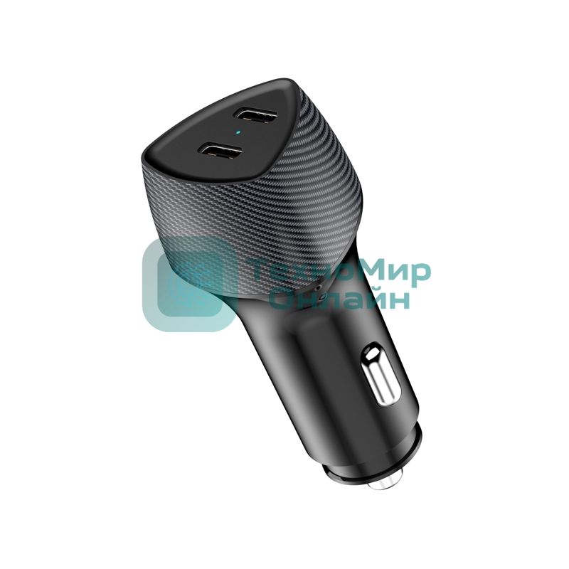 Автомобильное зарядное устройство с двумя портами Rexant (USB-C PD + USB-C PD) со световой индикацией, 40Вт, черное