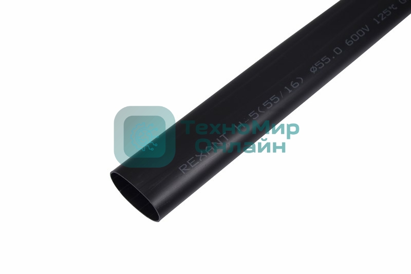 Термоусаживаемая трубка клеевая Rexant 55,0/16,0 мм, (3-4:1), черная, упаковка 2 шт. по 1 м