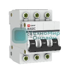 Выключатель автоматический модульный 3п C 16А 4.5кА ВА 47-29 Basic EKF mcb4729-3-16C