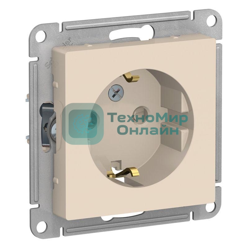 Механизм розетки 1-м СП AtlasDesign с заземл. защ. шторки 16А беж. SchE ATN000245