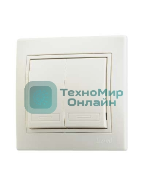 Выключатель 2-кл. СП Мира 10А IP20 крем./крем. LEZARD 701-0303-101