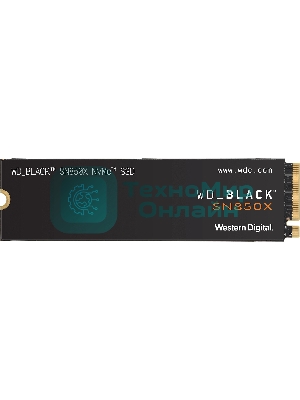 Накопитель SSD WD 1Tb Black SN850X, M.2(22x80мм), NVMe, PCIe 4.0 x4, 3D TLC, R/W 7300/6300Mb/s, IOPs 800 000/1 100 000, TbW 600, DWPD 0.3 (12 мес.)