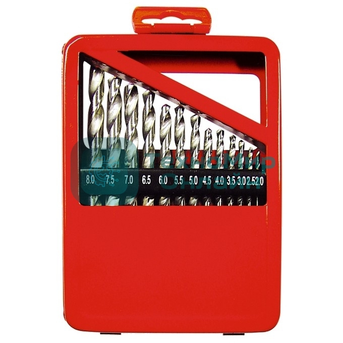 Набор сверл Matrix по металлу, 2-8 мм, HSS, 13 шт., метал. коробка цил. хвостовик