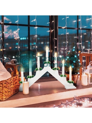 Новогодняя горка Neon-night 7 свечек, цвет корпуса: белый, цвет свечения: теплый белый