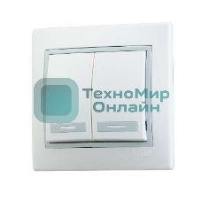 Выключатель 2-кл. СП Мира 10А IP20 белый/сер. LEZARD 701-0215-101