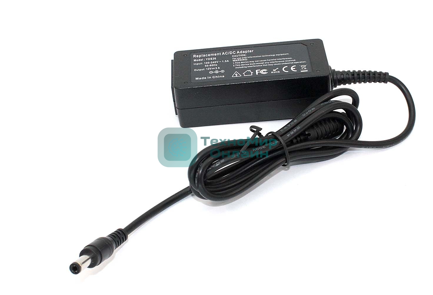 Блок питания для монитора и телевизора LCD 12V 3A 5.5x2.5 OEM