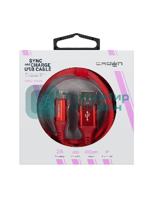 Кабель Crown USB - microUSB CMCU-3103M red