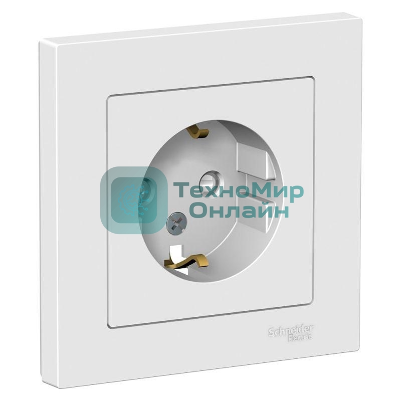 Розетка AtlasDesign с заземл. защ. шторки 16А в сборе белый SchE ATN000144