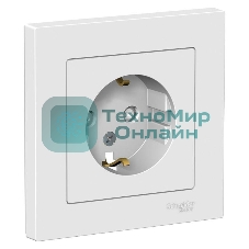 Розетка AtlasDesign с заземл. защ. шторки 16А в сборе белый SchE ATN000144