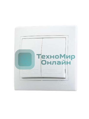 Выключатель 2-кл. СП Мира 10А IP20 белый/белый LEZARD 701-0202-101