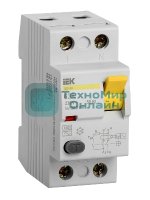 Выключатель дифференциального тока (УЗО) IEK MDV10-2-063-300 ВД1-63 2Р 63А 300мА IEK