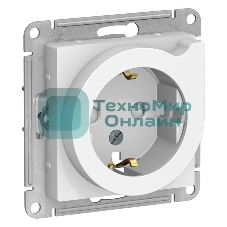 Механизм розетки 1-м СП AtlasDesign с заземл. защ. шторки с выталк. 16А бел. SchE ATN000147