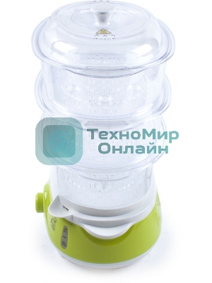 Пароварка электрическая Endever Vita-171, белый/зеленый, мощность 1000 Вт, объем 11 л