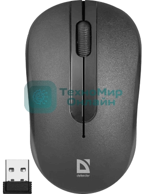 Мышь беспроводная Defender Datum MM-285 черный, 1600 dpi, радиоканал, USB, кнопки - 3
