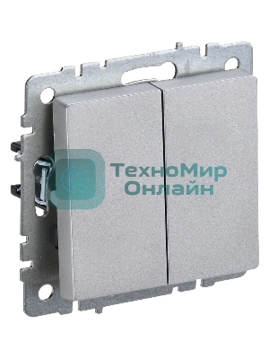 Выключатель 2-кл. СП BRITE ВС10-2-0-БрА 10А алюм. IEK BR-V20-0-10-K47