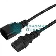 Шнур сетевой Rexant евроразъем C13 - евроразъем C14, кабель 3x0,75 мм², длина 1,5 метра (PE пакет)