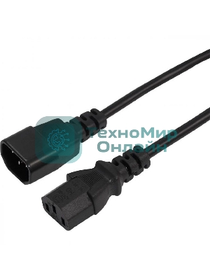 Шнур сетевой Rexant евроразъем C13 - евроразъем C14, кабель 3x0,75 мм², длина 1,5 метра (PE пакет)