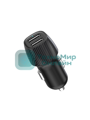 Автомобильное зарядное устройство c двумя портами Rexant (USB-А + USB-A) со световой индикацией, 12Вт, черное