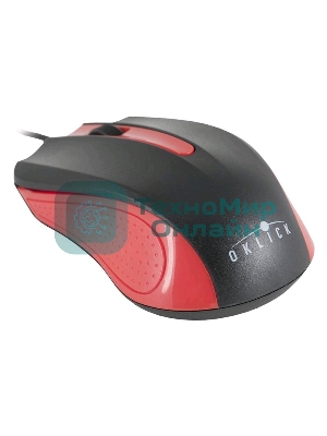 Мышь проводная Oklick 225M черный/красный, 1200 dpi, USB, кнопки - 3