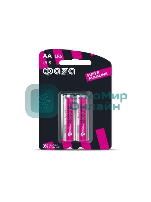 Элемент питания алкалиновый LR 6 Super Alkaline BL-2 (уп.2шт) ФАZА 4897062858443, 1.5 В