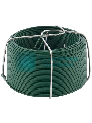 Проволока с ПВХ покрытием Сибртех, зеленая 0,9 мм, длина 50 м