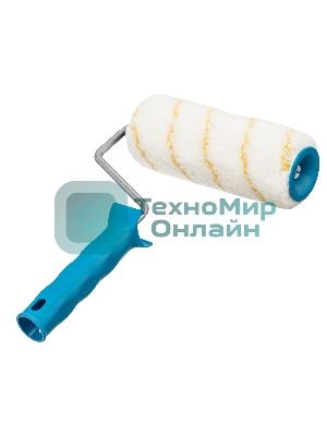 Валик в сборе Matrix полиакрил желтая полоса, 180 мм, ворс 12 мм, D 48 мм, D ручки 8 мм