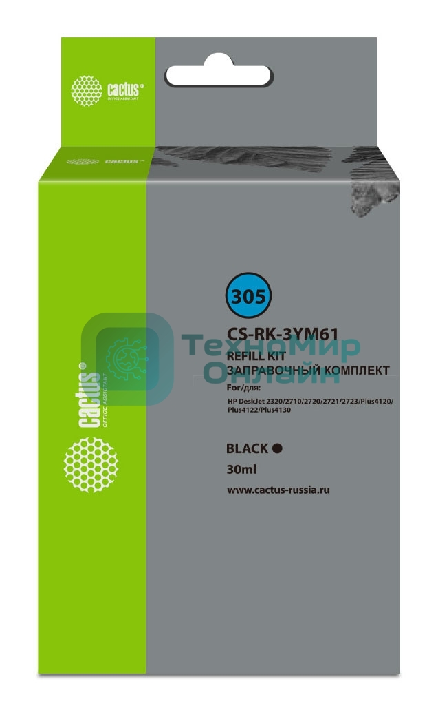Заправочный набор Cactus CS-RK-3YM61 черный 30мл для HP DeskJet 2710/2120/2721/2722