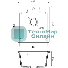 Мойка GRANFEST URBAN 242 1-чаша 420x490мм, монтаж: врезной, материал: кварц, серый