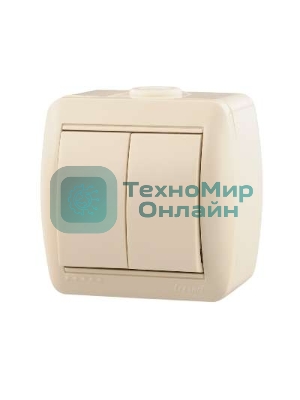 Выключатель 2-кл. ОП Ната 10А IP20 крем. LEZARD 710-0300-101