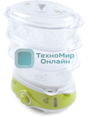 Пароварка электрическая Endever Vita-171, белый/зеленый, мощность 1000 Вт, объем 11 л