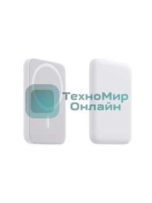 Портативное беспроводное зарядное устройство Rexant Power Bank (аккумуляторная батарея) 5000 mAh, MagSafe, белый