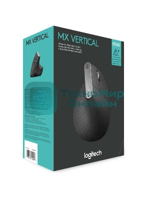 Мышь беспроводная/проводная Logitech MX Vertical графитовый, 4000 dpi, радиоканал, Bluetooth, USB, кнопки - 6