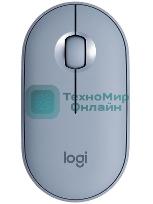 Мышь беспроводная Logitech Pebble M350 серый, 1000 dpi, радиоканал, Bluetooth, USB, кнопки - 3