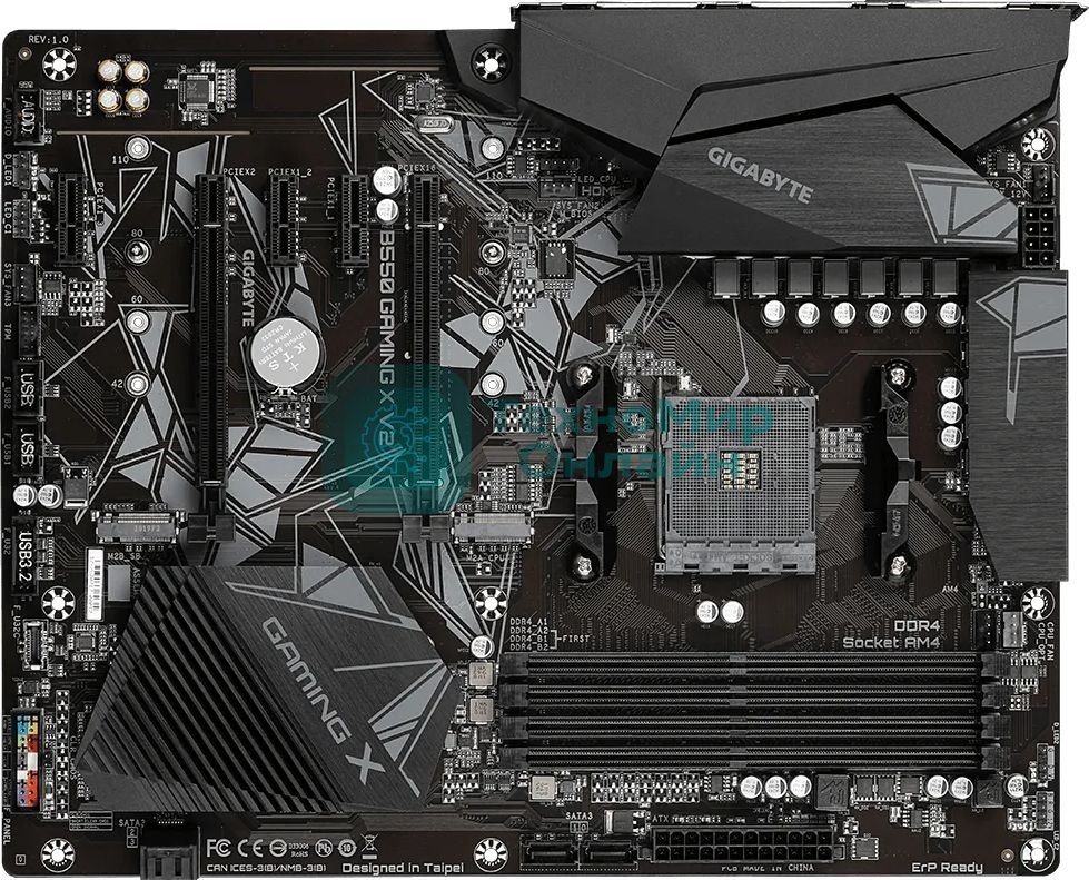 Материнская плата Gigabyte B550 GAMING X V2, AM4, AMD B550, 4xDDR4, 4xSATA, 2xM.2, 1xPCI-E 4.0 x16, 1xPCI-E 3.0 x2, 1xHDMI, 1xDVI-D, 1x 1Gb LAN, 1xUSB 3.2 Gen 2, 3xUSB 3.2 Gen 1, 2xUSB 2.0, 3x3.5 мм, 7.1, Standard-ATX