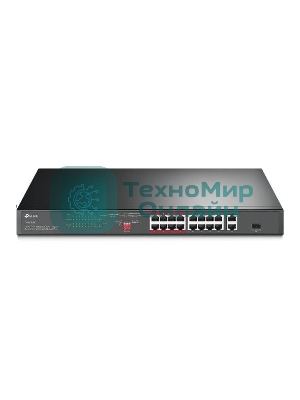 Коммутатор TP-Link 16-port 10/100Mbps + 2-port Gigabit unmanaged switch with 16 PoE+ ports, compliant with 802.3af/at PoE, 150W PoE budget,  support 250m Extend Mode, priority mode and Isolation mode, rackmount, plug and play.