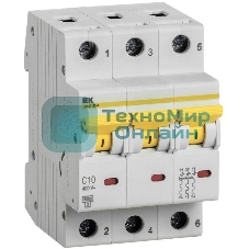 Выключатель автоматический трехполюсный ВА47-60M 3Р 10А 6кА С MVA31-3-010-C IEK