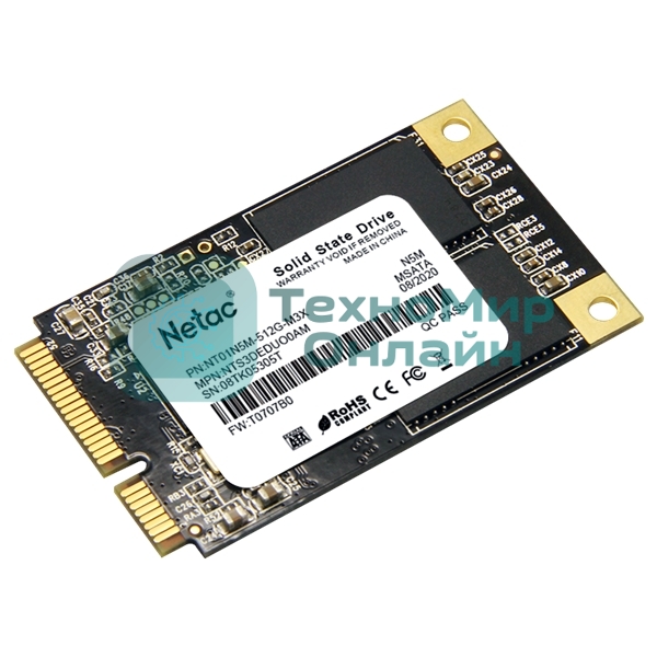Накопитель SSD Netac N5M, 512Gb, mSATA, R/W 540/490