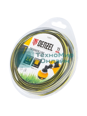 Леска для триммера Denzel двухкомпонентная квадратная, 2,4мм х 15м, блистер SkyCutter
