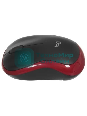 Мышь беспроводная Logitech M185, красный, 1000 dpi, радиоканал, USB, кнопки - 3