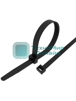 Хомут-стяжка кабельная нейлоновая Rexant 300 x 4,8 мм, черная, упаковка 100 шт.