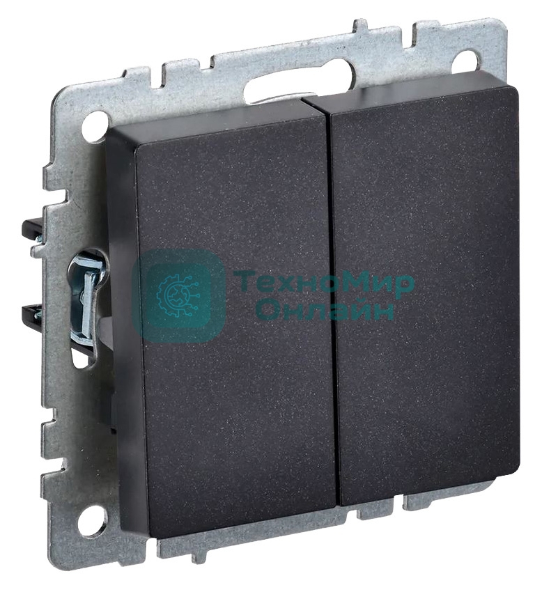 Выключатель 2-кл. СП BRITE ВС10-2-0-БрЧ 10А черный IEK BR-V20-0-10-K02